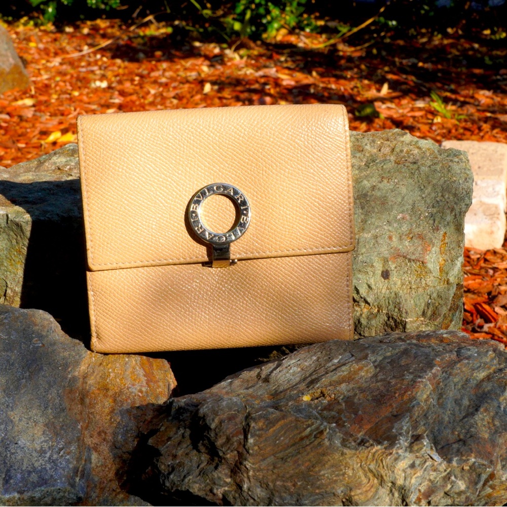 Authentic Bvulgary tri-fold wallet beige